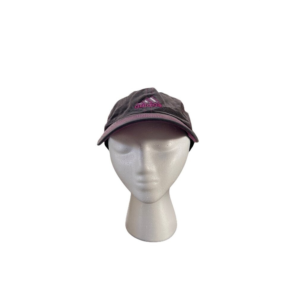 Adidas Womens Adjustable Distressed Baseball Cap With Pink Stitching & Embroider